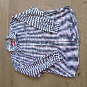 EUC R.M. Williams Men's XB Red/Blue Checkered Long Sleeve Button Down Shirt